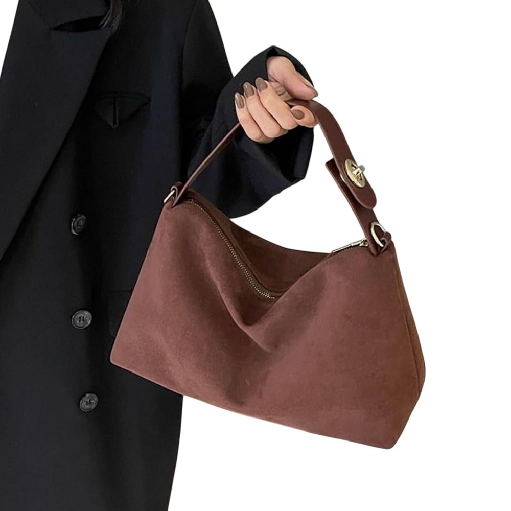 8 Other Reasons Bag Suede Brown Shoulder Bag Hobo Crossbody Gold Hardware - Picture 15 of 16